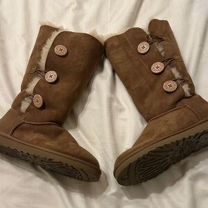 UGG Tan Suede Winter Boots with Button Accents